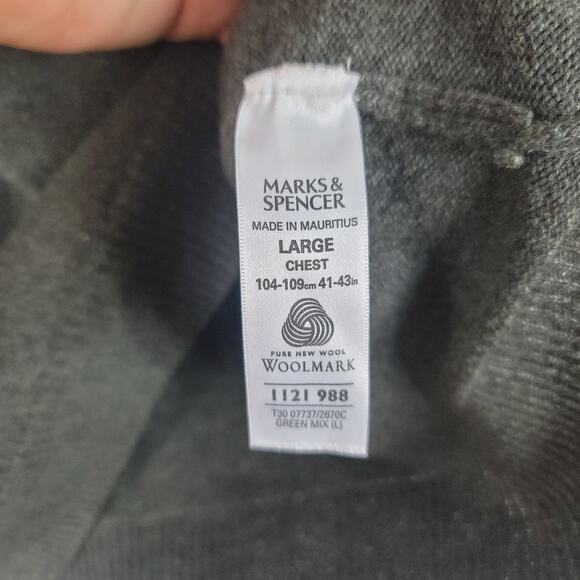 Marks & Spencer Lambs Wool Gray Men's Sweater Large - Picture 4 of 4